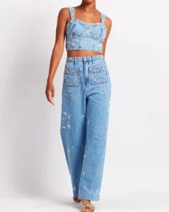 PatBO Hand-Beaded Jeans (FINAL SALE)- Matching Sets|Denim