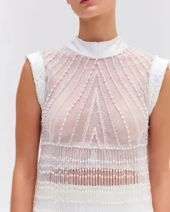 PatBO HAND-BEADED LACE TOP (EXCLUSIVE)- Tops & Bodysuits