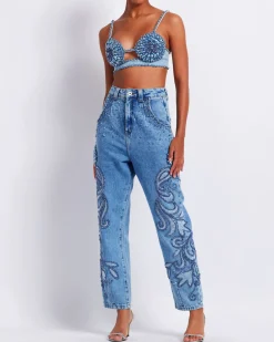PatBO HAND-BEADED STRAIGHT LEG JEANS (FINAL SALE)- Matching Sets|Denim