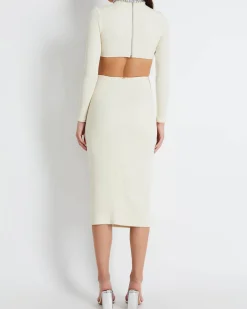 PatBO KNIT MIDI DRESS WITH EMBELLISHED COLLAR (FINAL SALE)- Dresses & Jumpsuits