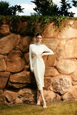 PatBO KNIT MIDI DRESS WITH EMBELLISHED COLLAR (FINAL SALE)- Dresses & Jumpsuits