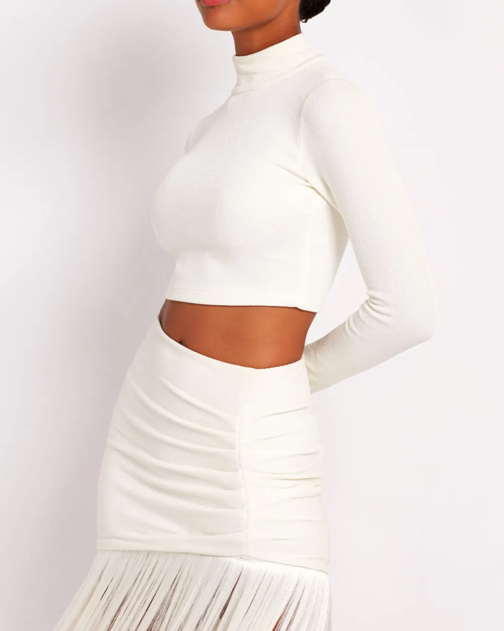 PatBO Knit Mock Neck Cropped Top (FINAL SALE)- Tops & Bodysuits