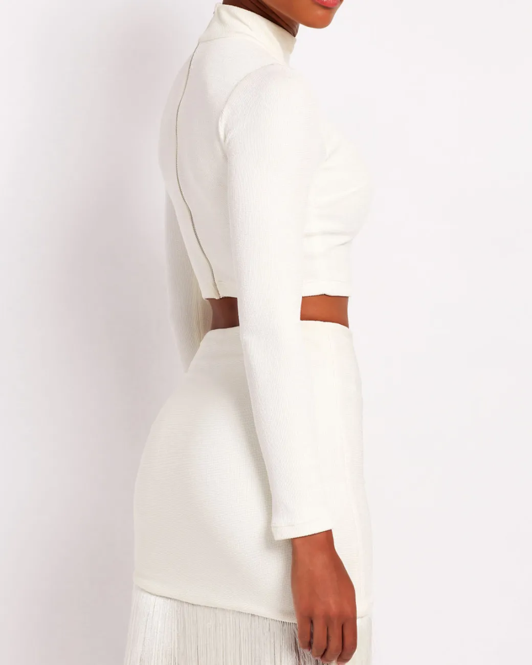 PatBO Knit Mock Neck Cropped Top (FINAL SALE)- Tops & Bodysuits