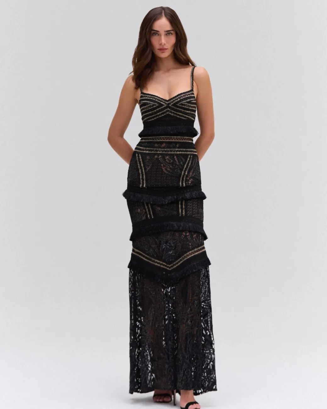PatBO LACE AND FRINGE MAXI DRESS- Dresses & Jumpsuits