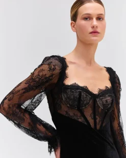 PatBO LACE AND VELVET MINI DRESS- Dresses & Jumpsuits
