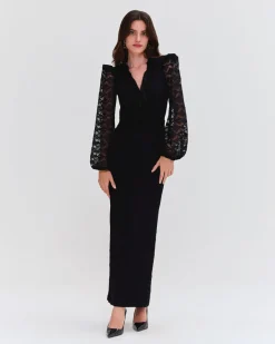 PatBO LACE DEEP V MIDI DRESS- Dresses & Jumpsuits