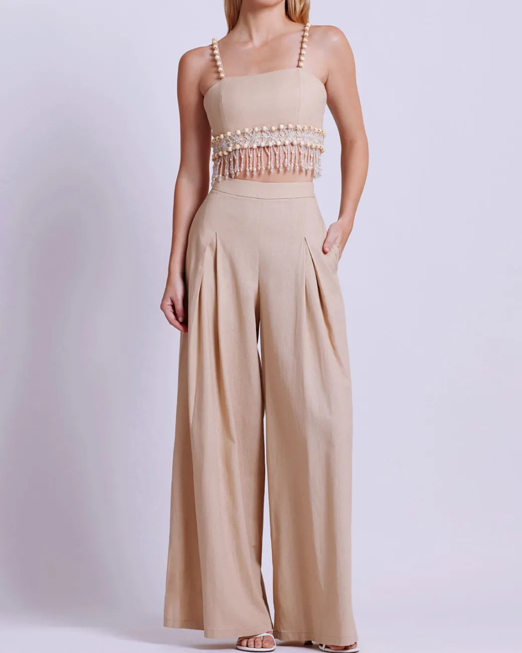 PatBO Linen Wide Leg Pant- Matching Sets|Bottoms
