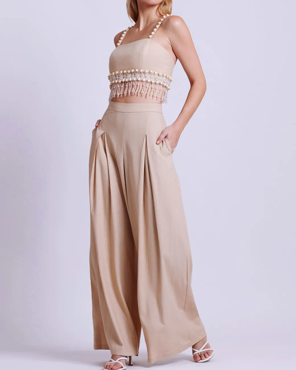 PatBO Linen Wide Leg Pant- Matching Sets|Bottoms