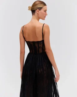 PatBO LUREX TULLE BUSTIER MIDI DRESS- Dresses & Jumpsuits