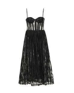 PatBO LUREX TULLE BUSTIER MIDI DRESS- Dresses & Jumpsuits