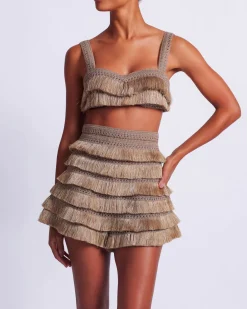 PatBO Metallic Fringe Bralette- Tops & Bodysuits|Matching Sets