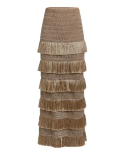 PatBO Metallic Fringe Maxi Skirt- Matching Sets|Bottoms