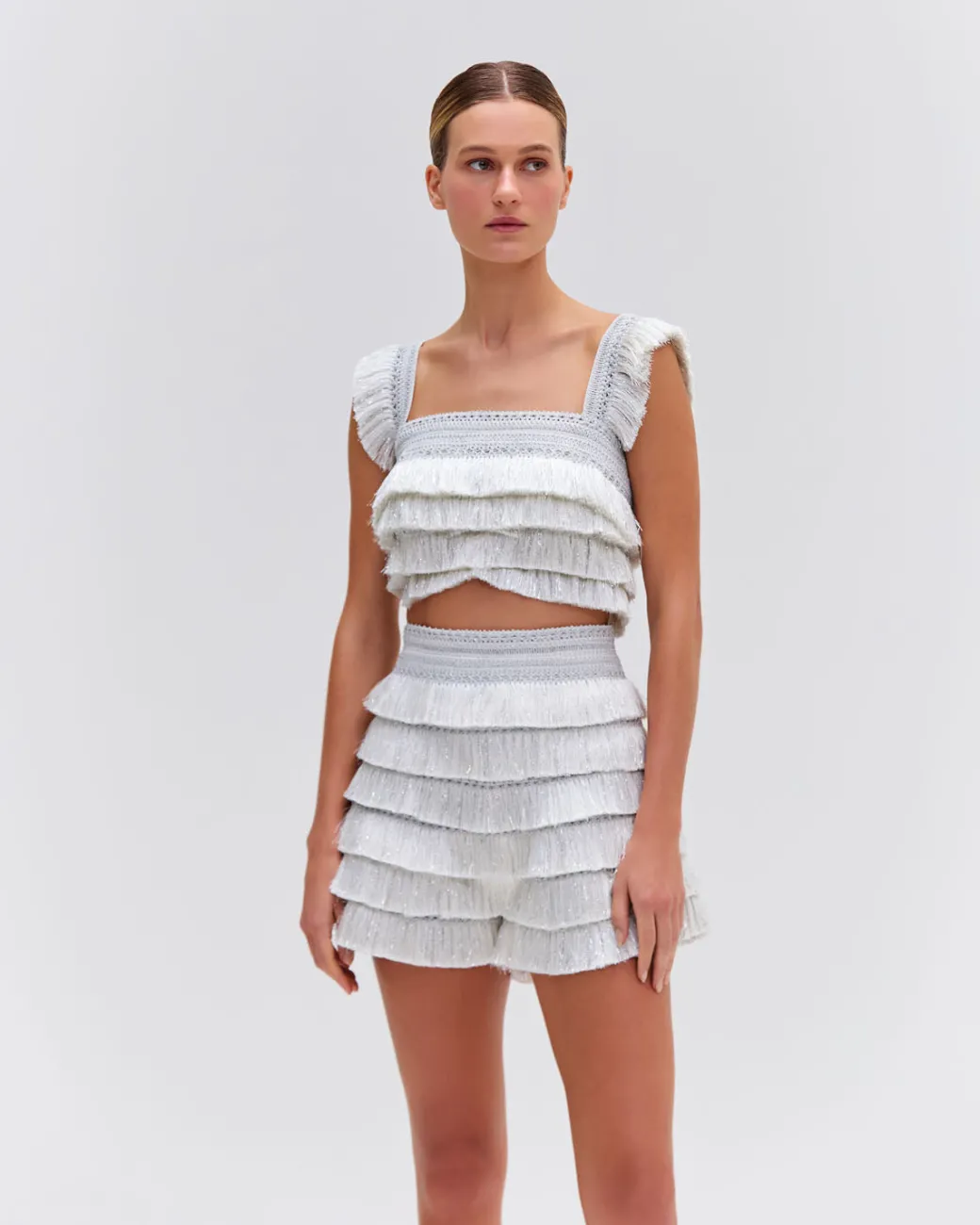 PatBO Metallic Fringe Shorts- Matching Sets|Bottoms