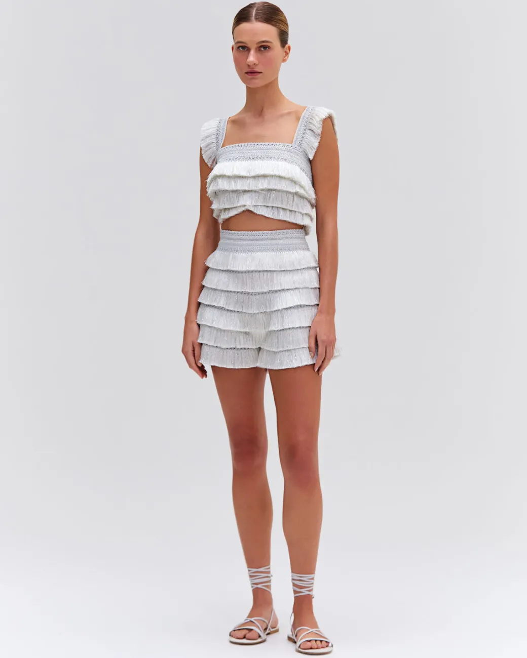PatBO Metallic Fringe Shorts- Matching Sets|Bottoms