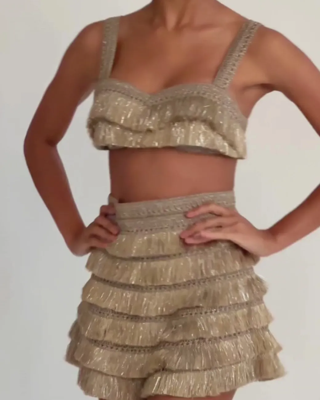 PatBO Metallic Fringe Shorts- Matching Sets|Bottoms