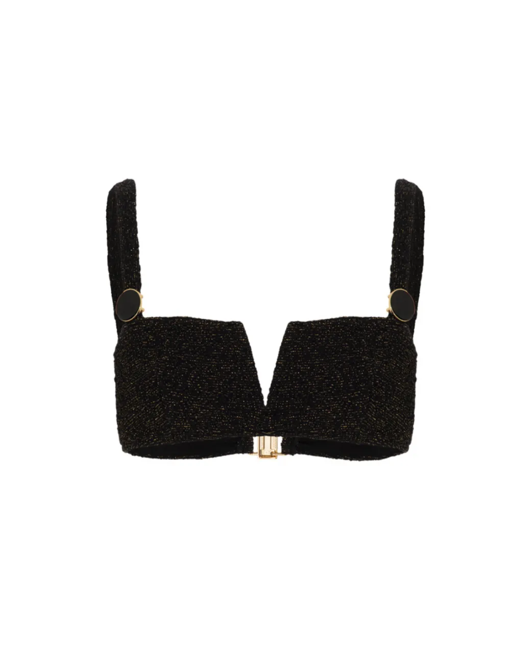 PatBO Metallic Jacquard Bikini Top- Bikinis