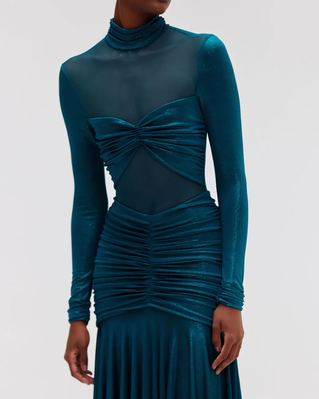 PatBO Metallic Jersey and Tulle Midi Dress- Dresses & Jumpsuits