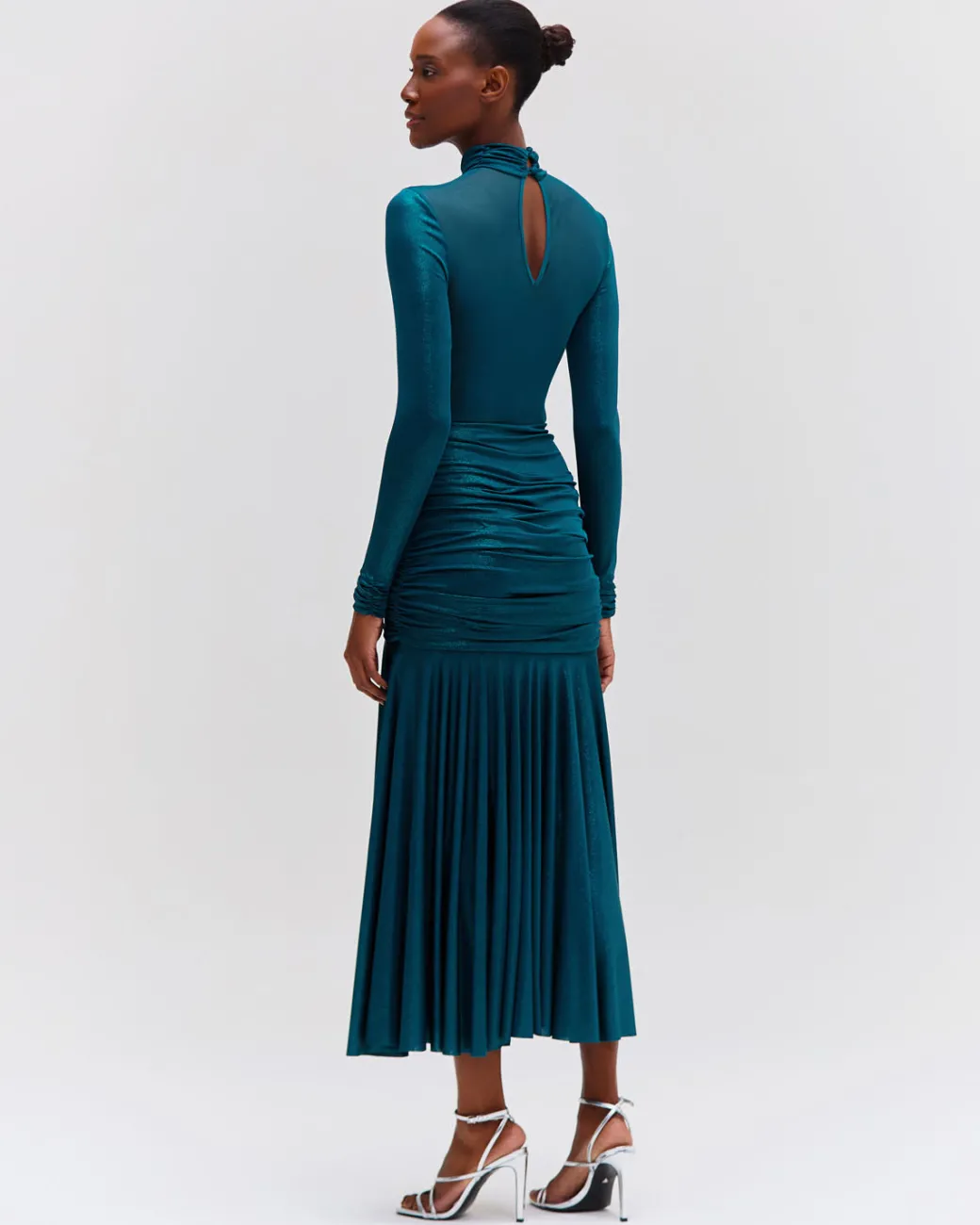 PatBO Metallic Jersey and Tulle Midi Dress- Dresses & Jumpsuits