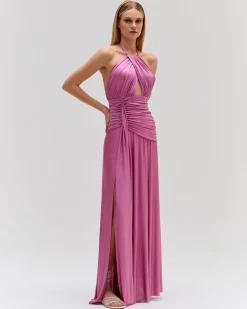 PatBO Metallic Jersey Halterneck Maxi Dress- Dresses & Jumpsuits