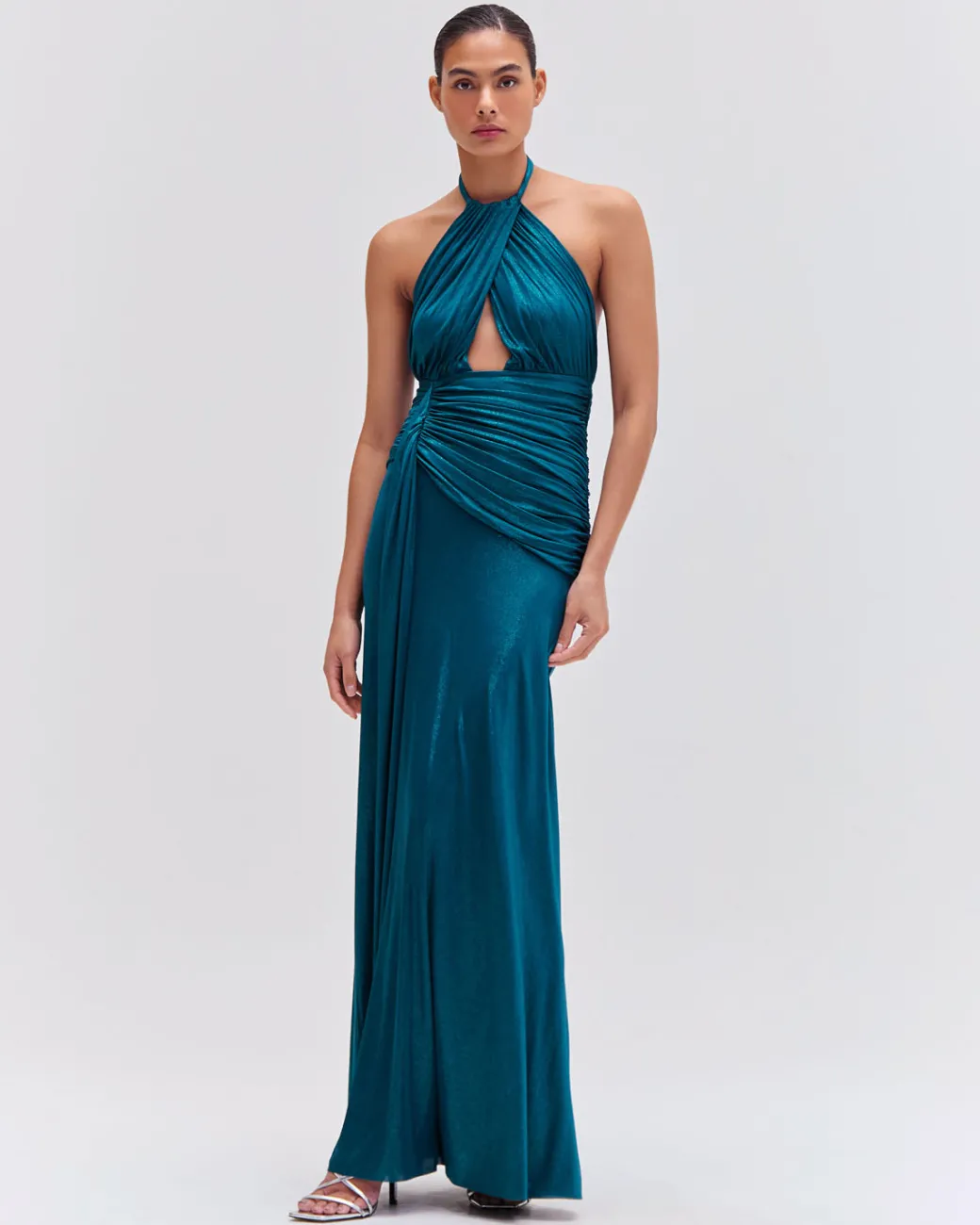 PatBO Metallic Jersey Halterneck Maxi Dress- Dresses & Jumpsuits