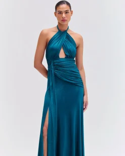 PatBO Metallic Jersey Halterneck Maxi Dress- Dresses & Jumpsuits
