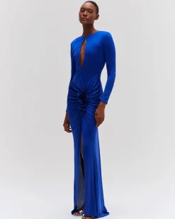 PatBO Metallic Jersey Keyhole Maxi Dress- Dresses & Jumpsuits