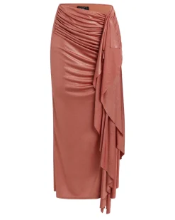 PatBO Metallic Jersey Midi Skirt- Bottoms