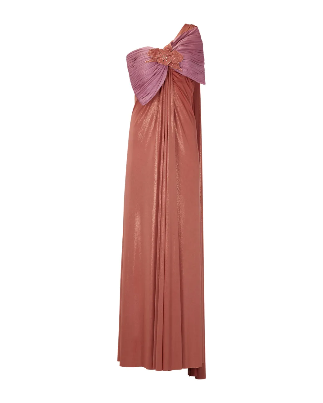 PatBO Metallic Jersey One Shoulder Maxi Dress (FINAL SALE)- Dresses & Jumpsuits
