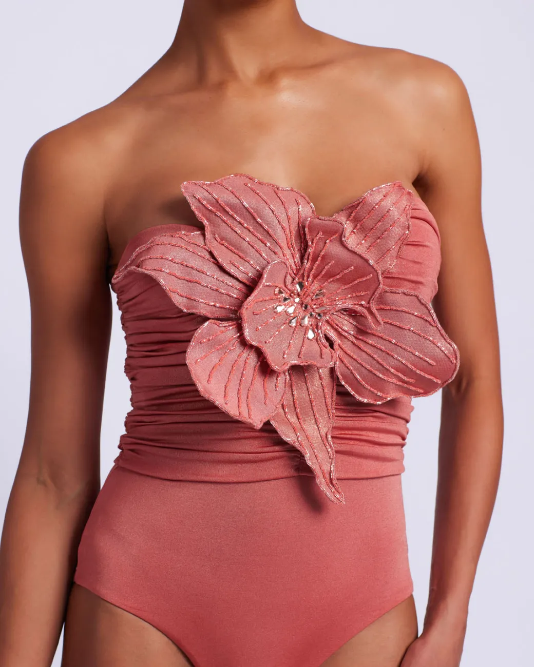PatBO Metallic Jersey Orchid Bodysuit (FINAL SALE)- Tops & Bodysuits