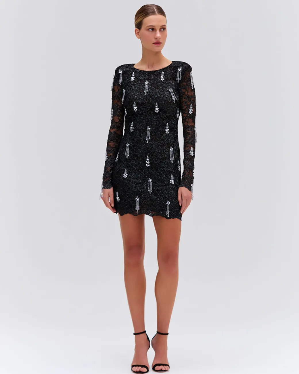 PatBO METALLIC LACE HAND BEADED MINI DRESS- Dresses & Jumpsuits
