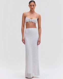PatBO Metallic Macramé Bralette- Tops & Bodysuits