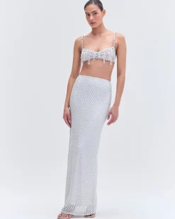 PatBO Metallic Macramé Pencil Skirt (RUNWAY)- Bottoms
