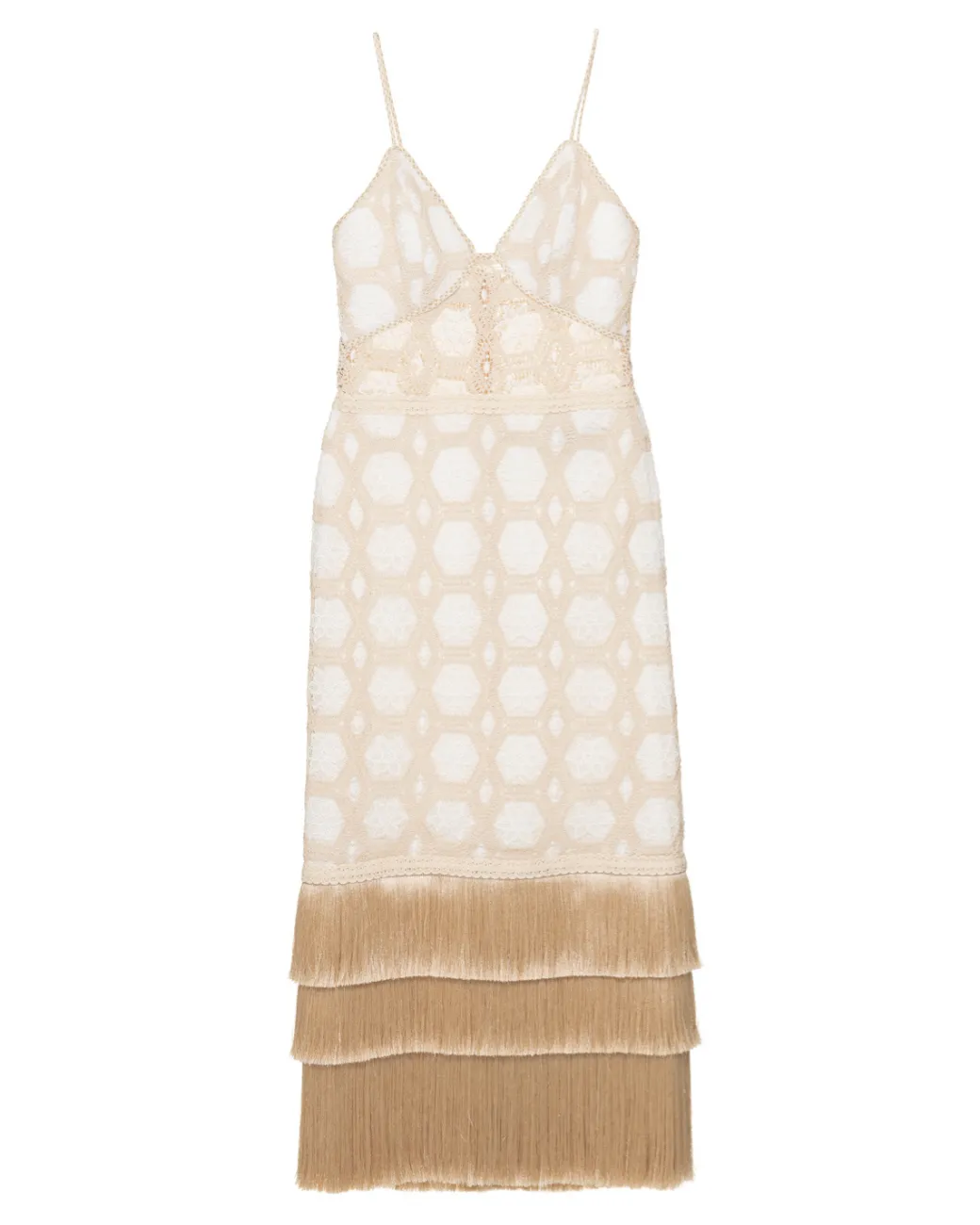 PatBO NATURAL CROCHET PLUNGE MIDI DRESS- Dresses & Jumpsuits