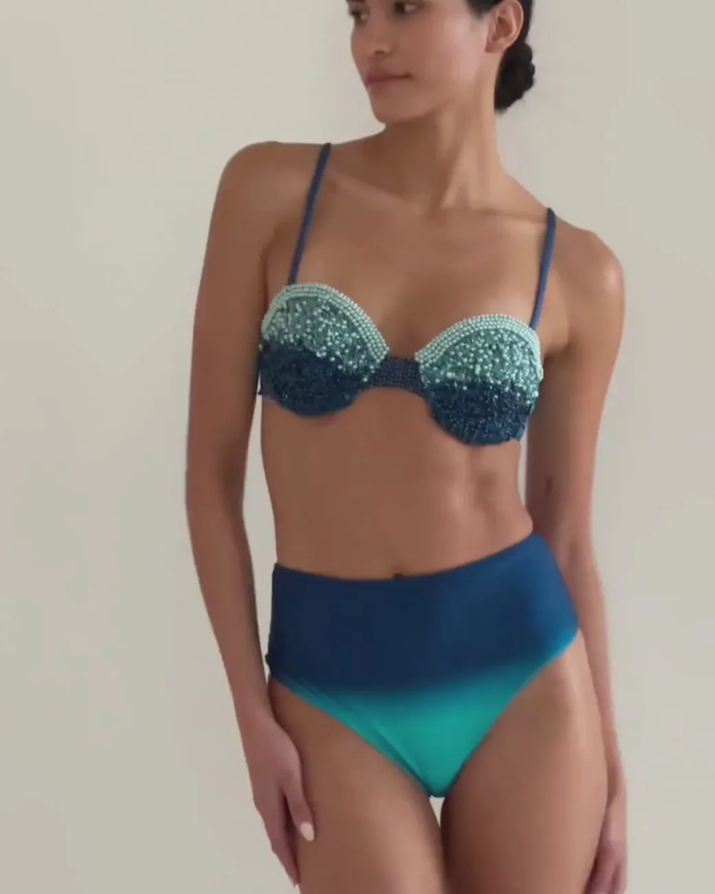 PatBO OMBRE HIGH WAIST BIKINI BOTTOM (FINAL SALE)- Bikinis|Matching Sets
