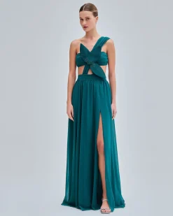 PatBO One Shoulder Cutout Flower Gown (FINAL SALE)- Dresses & Jumpsuits