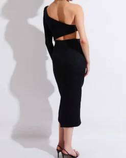 PatBO ONE SHOULDER MAXI DRESS WITH FLOWER APPLIQUE- Dresses & Jumpsuits