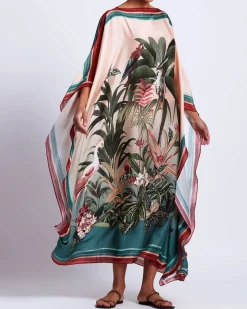 PatBO Paradise Print Silk Caftan (FINAL SALE)- Cover-ups