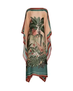 PatBO Paradise Print Silk Caftan (FINAL SALE)- Cover-ups