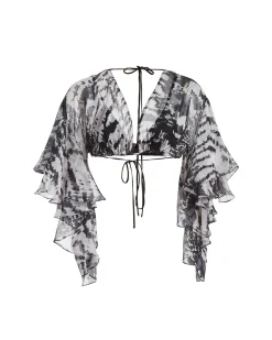 PatBO X ALESSANDRA RUFFLE SLEEVE TOP (FINAL SALE)- Tops & Bodysuits
