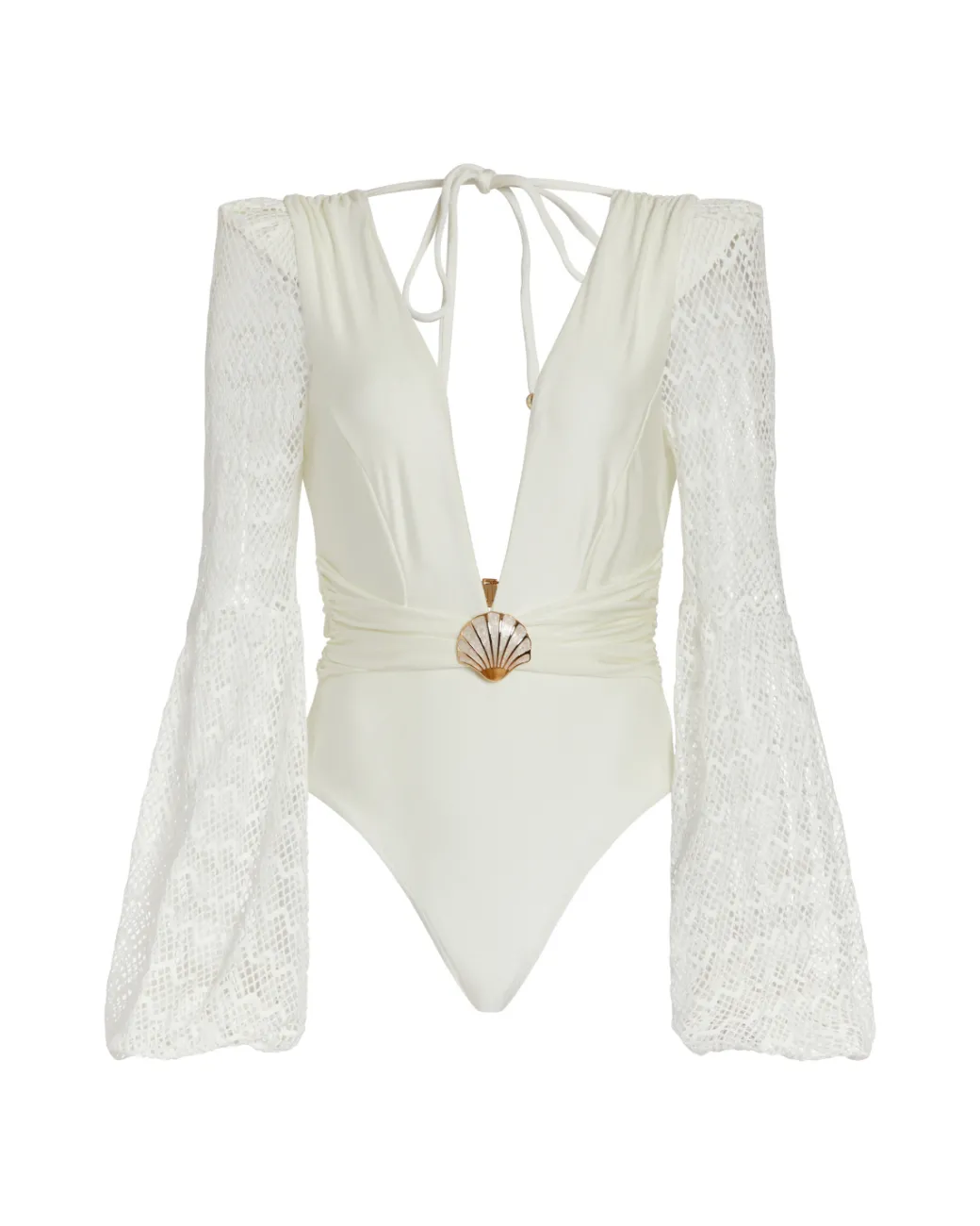 PatBO PLUNGE LONG SLEEVE SWIMSUIT- One Pieces