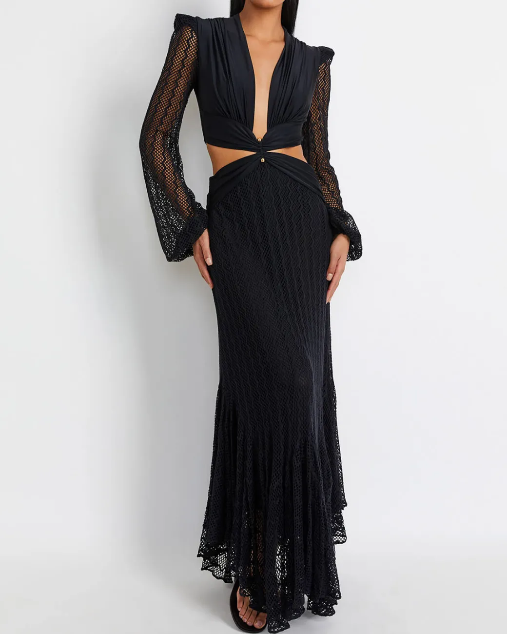 PatBO PLUNGE NETTED BEACH DRESS (EXCLUSIVE)- Beach Dresses|Dresses & Jumpsuits
