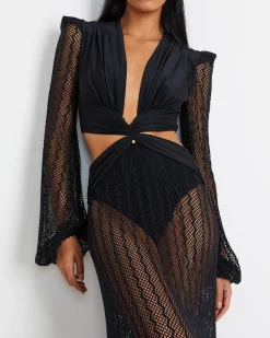 PatBO PLUNGE NETTED BEACH DRESS (EXCLUSIVE)- Beach Dresses|Dresses & Jumpsuits