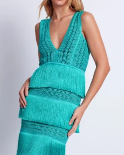PatBO Plunging Fringe Midi Dress (FINAL SALE)- Dresses & Jumpsuits