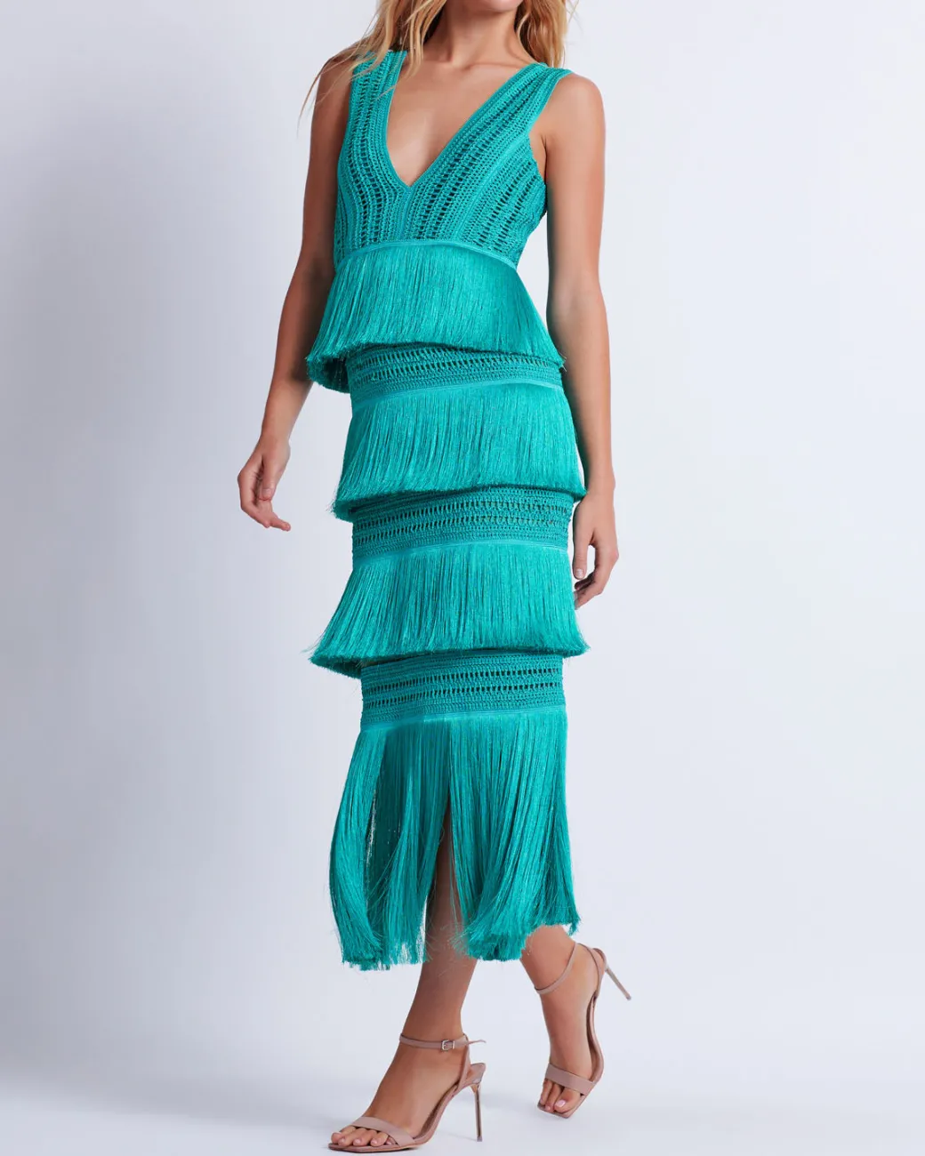 PatBO Plunging Fringe Midi Dress (FINAL SALE)- Dresses & Jumpsuits