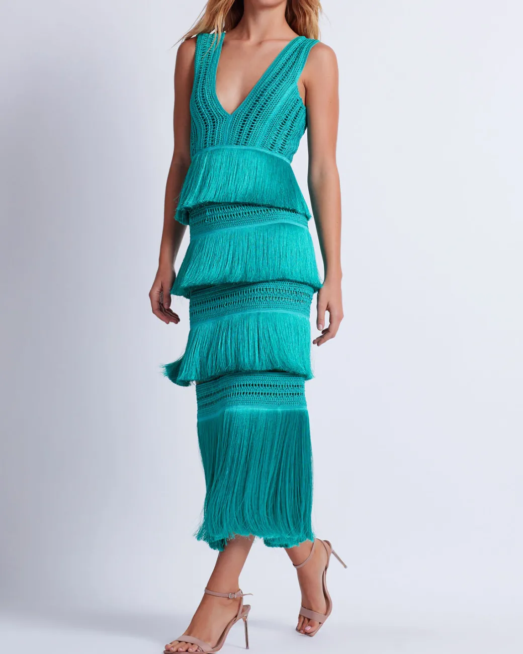 PatBO Plunging Fringe Midi Dress (FINAL SALE)- Dresses & Jumpsuits
