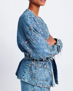 PatBO Rhinestone Beaded Jacket (FINAL SALE)- Matching Sets|Denim