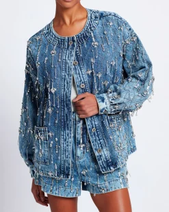 PatBO Rhinestone Beaded Jacket (FINAL SALE)- Matching Sets|Denim