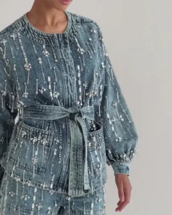 PatBO Rhinestone Beaded Jacket (FINAL SALE)- Matching Sets|Denim