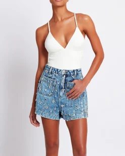 PatBO Rhinestone Beaded Shorts- Bottoms