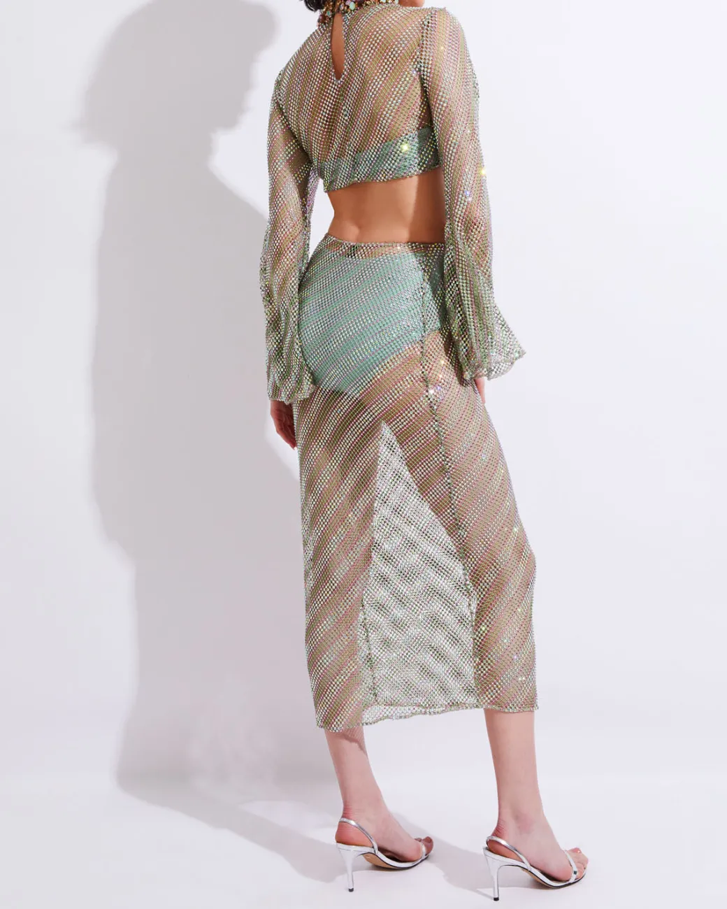 PatBO Rhinestone-Netted Midi Skirt (FINAL SALE)- Bottoms